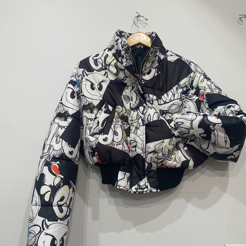 ASOS Monochrome Graphic Jacket with Yellow Accents